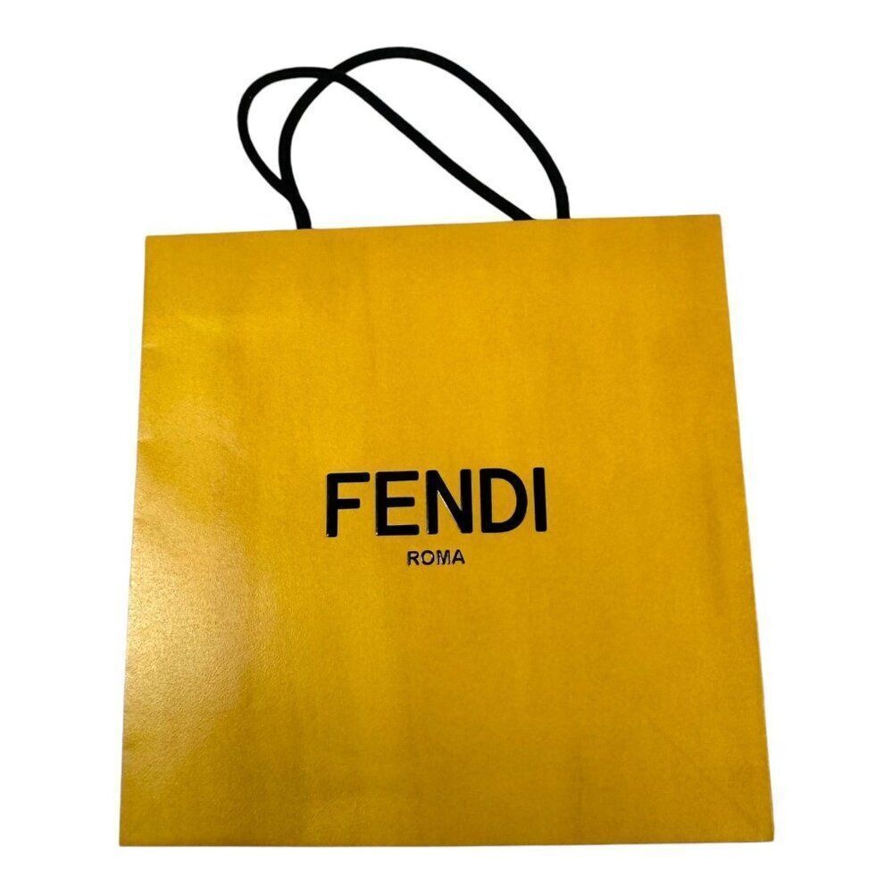 Fendi Yellow Shopping Bag Luxury Italian Gift Tote Rope Handles Authentic 10X10